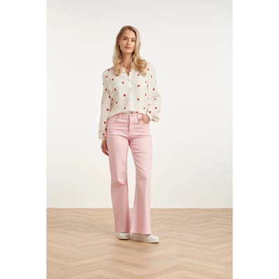 Smashed Lemon Witte blouse met rode hartjes print |