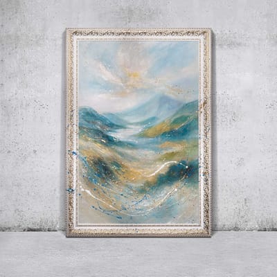 Canvas schilderij landschapsformaat handgeschilderd zacht licht abstract lumineus – YS-Art Gallery – Rustgevende wanddecoratie voor woonkamer – Modern schilderij voor slaapkamer