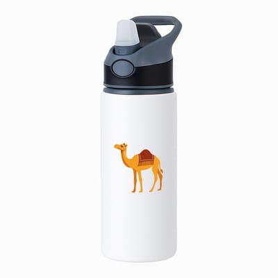 Hacebo® - Kamelen waterfles met rietje zwart - Alpaca - Dieren liefhebbers - Dieren - dromedaris - water fles - 650ML