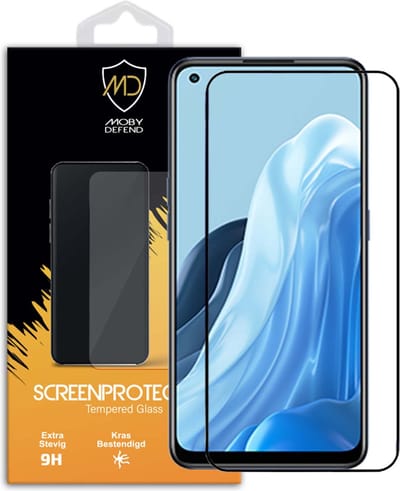 MobyDefend Screenprotector - Geschikt voor Oppo Find X5 Lite - Screensaver Met Zwarte Randen - Gehard Glas