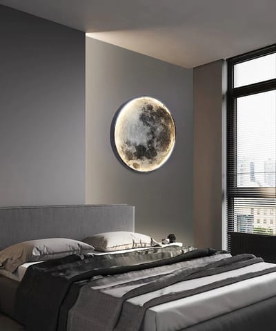 Maan Wandlamp - 60 cm - Dimbaar Met Afstandsbediening - Slaapkamerlamp - Woonkamerlamp - Moderne lamp - Led Lamp - Plafoniere