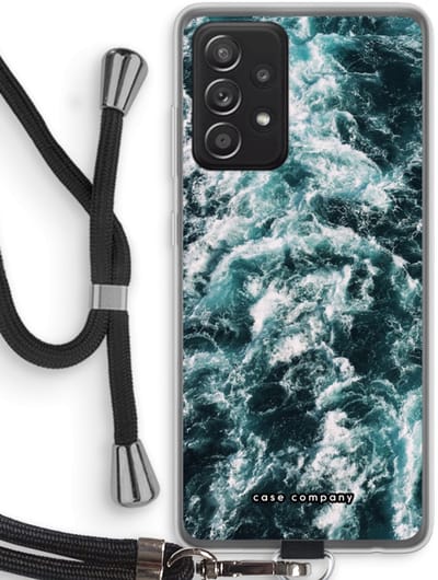 Hoesje met koord geschikt voor Samsung Galaxy A52s 5G hoesje met Koord - Zee golf - Telefoonhoesje met Zwart Koord - Bescherming aan alle Kanten en Over de Schermrand