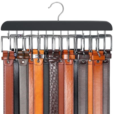 Ynkkvre - Riemhanger voor in de kast - 14 haken 2-in-1 riemhanger - Riemhanger Geschikt Voor kast - Draaibaar riemrek - Kledinghanger Geschikt Voor Riemen in Kast - Riemhanger Kastaccessoire - stropdashouder - antislip haak kapstok beha-hanger