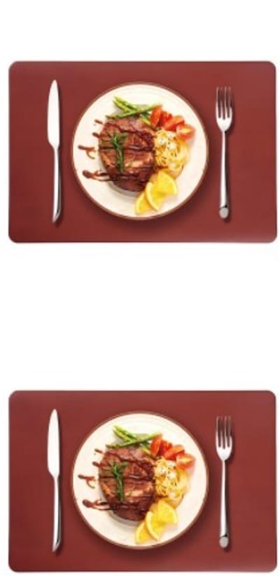 Placemats en onderzetters - Set van 2 - Geïsoleerde PU-leren placemats - Waterdicht - Wasbaar - Placemats voor keuken, binnen, buiten, feest -45*30cm-Rood