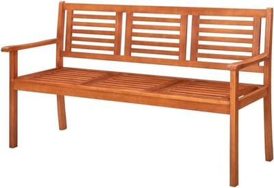 Tuinbank Hout - Bankje Buiten - Ontspannen Tuinieren - Ergonomisch Design - 150x60x89 cm - Bruin