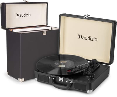 Retro platenspeler met platenkoffer - Audizio RP114BK - Ingebouwde speakers - Model 2025 - met PC software - Zwart