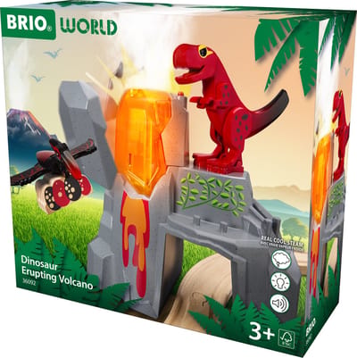 BRIO World â€“ 36092 Dinosaurussen met vulkaanuitbarsting | Set speelgoedtreintjes voor kinderen vanaf 3 jaar