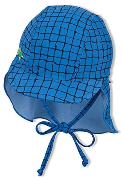 Baby jongens pet met nekbescherming en UV-bescherming 50+, blauw, 45 cm