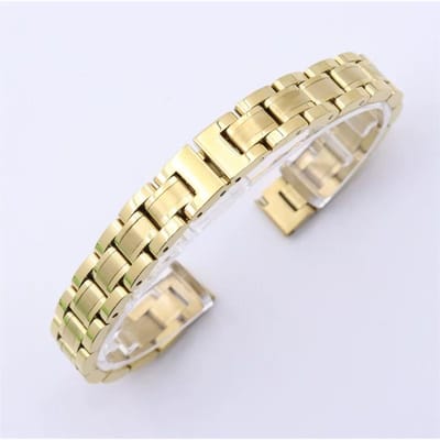 8mm/10mm Accessoires de Montre Bracelet en Acier pour Femme Bracelet en Acier Inoxydable Solide Bracelet de Montre à Boucle Pliante Chaîne de Montre Bracelet 8mm or