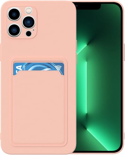 Silicone hoesje met pasjeshouder Geschikt voor iPhone 12 Pro Max - Telefoonhoesje - TPU - Lichtroze