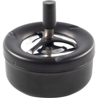 Terras asbak - mat zwart - RVS - D12 x H7 cm - drukasbak