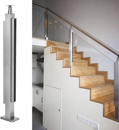 Glazen leuningpalen - Balusterzuilen RVS - Trappen afzetten - Roestvrij staal - 85 cm - Zilverkleurig