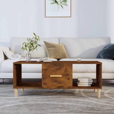 vidaXL - Salontafel - 102x50x40 - cm - bewerkt - hout - gerookt - eikenkleurig