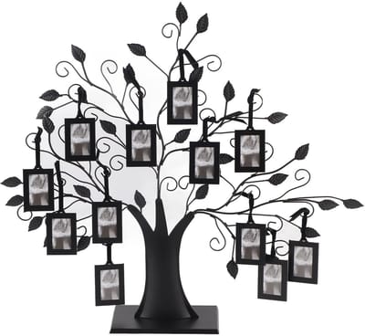 Dailygoods - Stamboom Fotolijst - Hangende Lijsten - Decoratieve Fototentoonstellingsboom - Kleur - Familie Wanddecoratie - Verstelbare Lintkwasten -...