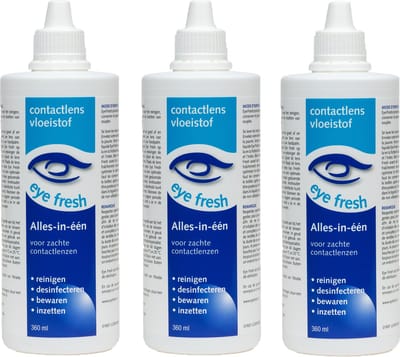 Eye Fresh 3 x 360 ml - Alles-in-één Lenzenvloeistof voor zachte contactlenzen - Voordeelverpakking