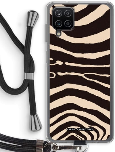 Case Company® - Hoesje met koord geschikt voor Samsung Galaxy A12 hoesje met Koord - Arizona Zebra - Telefoonhoesje met Zwart Koord - Bescherming aan alle Kanten en Over de Schermrand