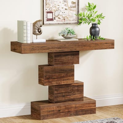 TRIBESIGNS - Consoletafel - Dressoirtafel - Industrieel - Bijzettafel - Hout/Metaal - Rustiek Bruin - 108 x 30 x 80 cm