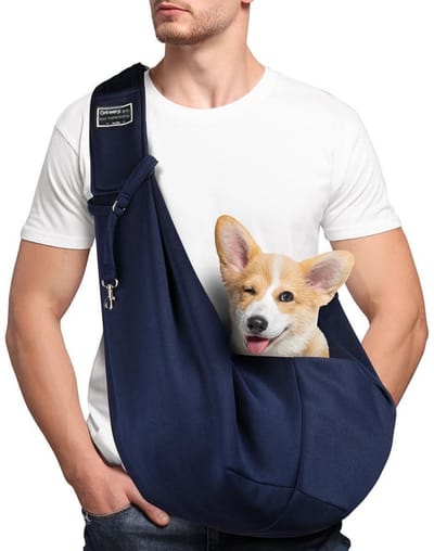 GELLDG Honden draagtas - Wendbare hondentas met verstelbare riem - Draagtas voor huisdieren - Geschikt voor kleine honden tot 6 kg - 65x30 cm verstelbaar van 50-80 cm - Dubbelzijdig gebruik met veiligheidshaak en opbergvak in schouderriem