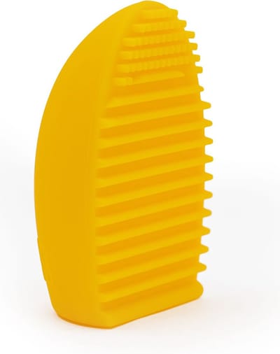 Intirilife siliconen kwastenreiniger in geel - 7,3 x 5,5 x 3 cm - reinigingsmat voor make-up kwasten cosmetische kwasten voor make-up kwasten en sponsjes