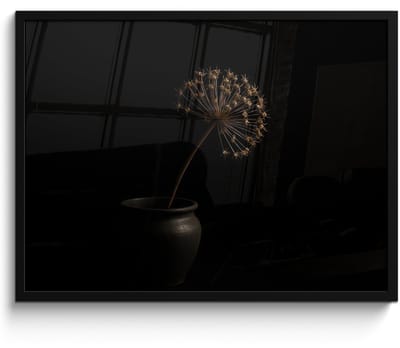 Poster in lijst - Fotolijst 80x60 cm - Posters - Bol - Gedroogd - Vaas - Zwart - Posterlijst zwart - Decoratie - Wanddecoratie woonkamer - Muurdecoratie slaapkamer