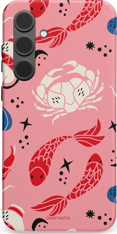 Casetastic hoesje geschikt voor Samsung Galaxy S24 Plus - Dubbellaagse bescherming - Zodiac in kleur - Fashion Case - Lichtroze Koraal Perzik