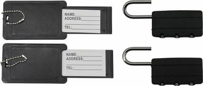 Benson Kofferlabel - 4x stuks - bagagelabel incl. hangslot - zwart - cijferslot