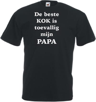Mijncadeautje Unisex T-shirt zwart (maat XL) De beste kok is toevallig mijn papa