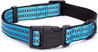 Nobleza Hondenhalsband - Verstelbaar 30 / 50 cm - Nylon hondenhalsband met kliksluiting - Klikhalsband - Hondenhalsband reflecterend - Maat M - Blauw