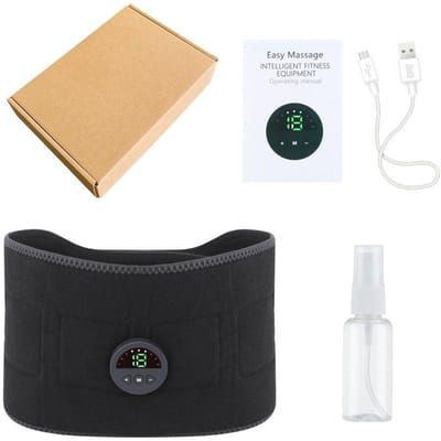 Elektrisch EMS-Puls ABS Buikmassagetool Slimme Riem Vetverbranding Anti-rimpel-Cellulitis Lichaamsspier Schoonheid Fitness Oefening Trainer beige