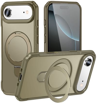 Mobiq - Magnetisch Ringstand Magsafe Hoesje geschikt voor iPhone 17 Air - kaki