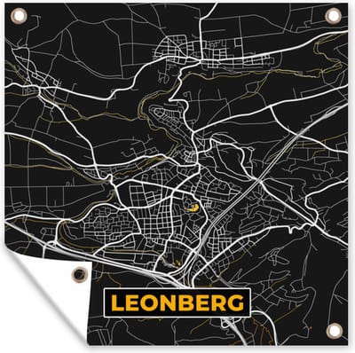 Tuin poster Goud – Duitsland – Plattegrond – Gold – Stadskaart – Kaart – Leonberg - 200x200 cm - Tuindoek