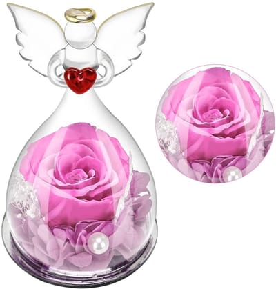 Store_8 - Eeuwige rozen - Rozencadeau - Glazen koepel - Violet rose - Bloemendecoratie - Perfect cadeau voor vrouw en vriendin