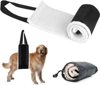 Hondenloophulp - Draagbare riem - Ondersteuning bij lopen - Zacht materiaal - 100x17 cm - Zwart