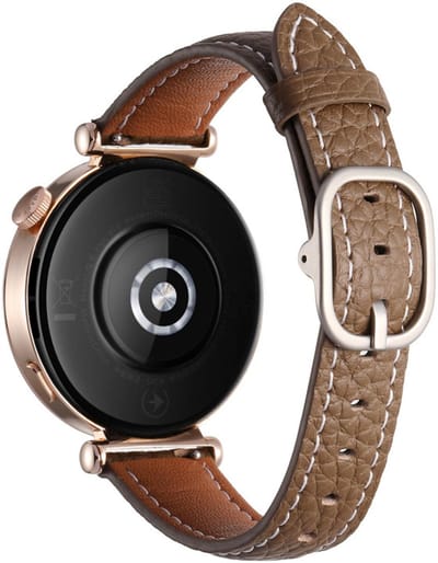 Leren bandje - geschikt voor Garmin Venu 2s / 3s / 4 (41mm) / Vivoactive 4s / Forerunner 255s / 265s - Huawei Watch GT 5 Pro - 42mm / GT 6 / GT 5 / GT 4 - 41mm - gesp - bruin