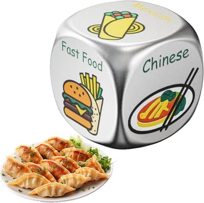 Diner Dobbelstenen - Eten Beslissen - Gezelschapsspel Diner - Metaal Materiaal - 2x2x2 cm - Kleurrijk