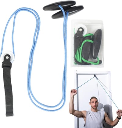 Schouderkatrol - Medische Oefenset - Revalidatie Thuis - Beschermt Deurkozijn - 200cm Touwlengte - Blauw