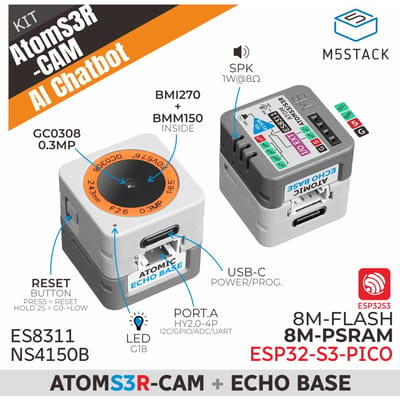 M5Stack officiële AtomS3R-CAM Al Chatbot-kit (8 MB PSRAM)