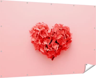 Gards Tuinposter Hartje Gemaakt van Bloemen - 180x120 cm - Tuindoek - Tuindecoratie - Wanddecoratie buiten - Tuinschilderij