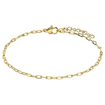 Lucardi Dames Stalen goldplated armband closed forever 2mm - Armband - Staal - Goud - 19 cm