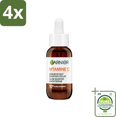 Garnier - SkinActive - Nachtserum - Anti-Pigmentvlekken - 10% Vitamine C & Hyaluronzuur - 30 ml - Voordeelverpakking - 4 stuks - Nachtcreme - Vitamine c serum