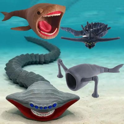 14 stuks 3D Print Zeeeter Bloop Gran Maja Actiefiguur Model Speelgoedpop Kerstcadeau Gewrichtsbeweegbare Diepzee Monster Beeldjes