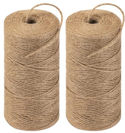 Natuurlijke Jute Touw voor Tuinieren en Ambachten - 400 Meter Bruin Touw (2 Rollen)