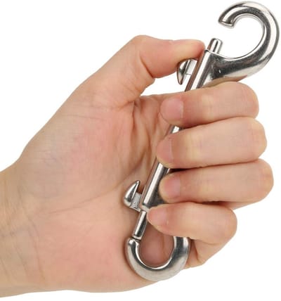 Dailygoods- Dubbele Karabijnhaak Roestvrij Staal - Grendelslot - Boutsnapper - Duikclips - Bergbeklimmen - Corrosiebestendig - Veilig in Gebruik - Haak