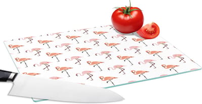 Glazen Snijplank - 28x20 - Flamingo - Patroon - Roze - Snijplanken Glas