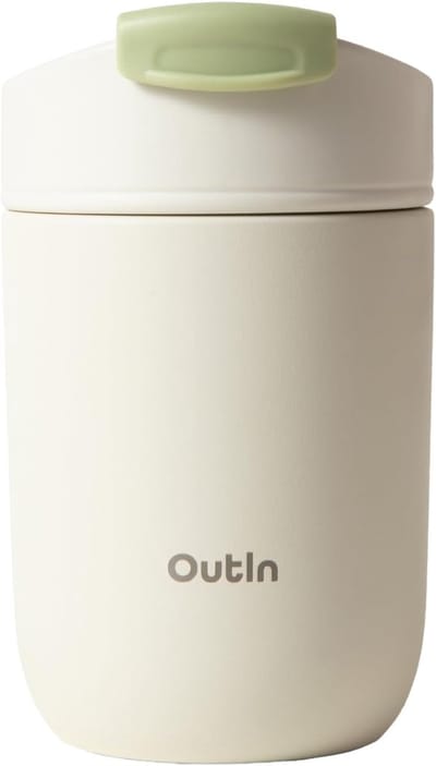 OutIn - Tumbler Thermosbeker RVS | Geïsoleerd | Lekvrij | Herbruikbaar | Voor Koffie En Thee | Wit