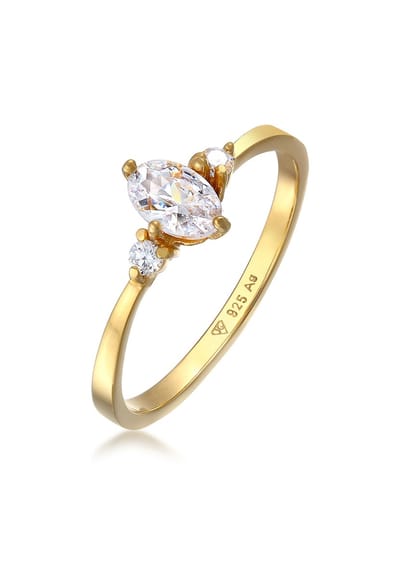 Elli - Ring - Dames Verlovingsring Ovaal met Zirkonia Kristallen 925 Sterling zilver - Dames