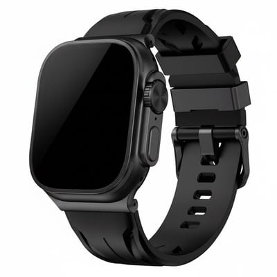 Siliconen bandje - geschikt voor Apple Watch series 1/2/3/4/5/6/7/8/9/10/11/ SE (1,2,3) / Ultra (1,2,3) met maat 44 mm / 45 mm / 46 mm / 49 mm - rvs gespsluiting - zwart