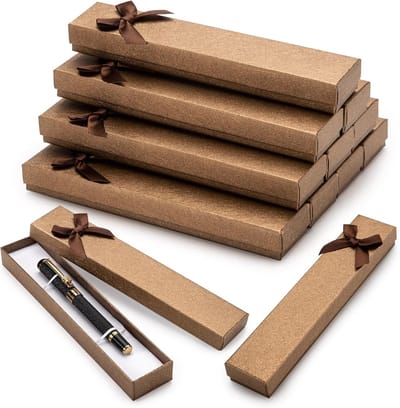Lege Pen Dozen - Geschenkverpakking Pennen - Cadeau Presentatie - Gewatteerde Binnenkant - Set van 12 - Bruin