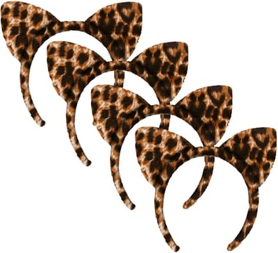 PartyXplosion Carnaval verkleed diadeem met grote panter oren - 4x - voor dames - foute/panter party