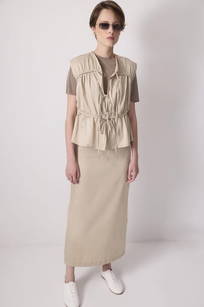 Touché Privé - Gilet met plooidetails - Stone - Dames